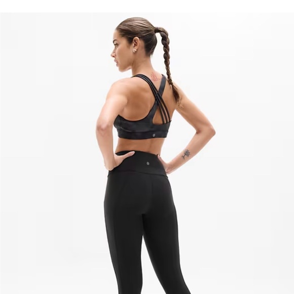 Athleta Women's Black High-Waisted Leggings rainier reflective stripe tight size - Picture 3 of 3